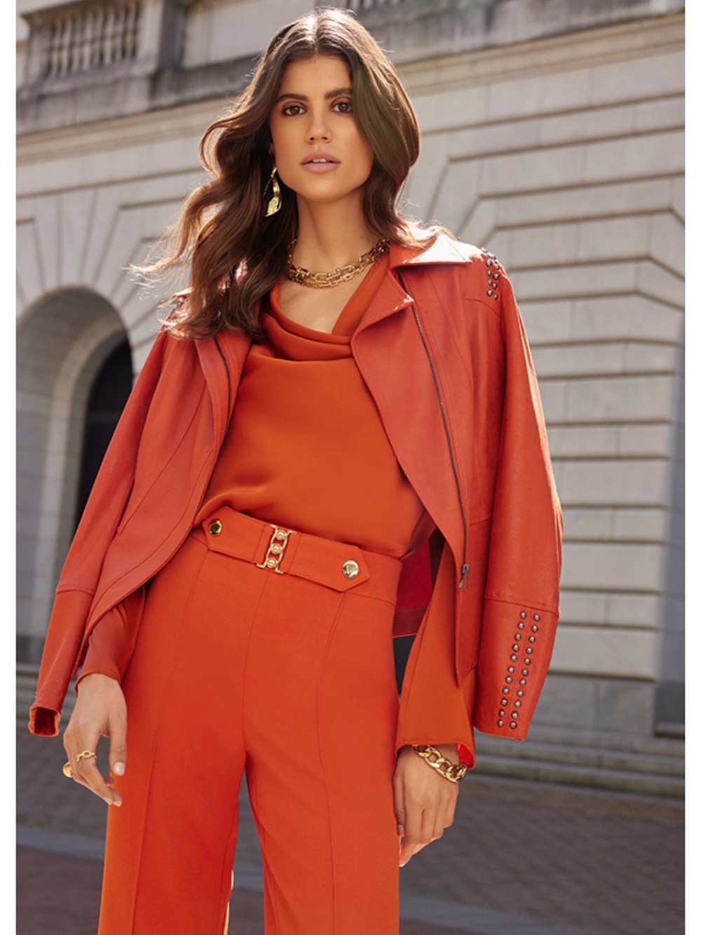 Joseph Ribkoff Tandoori 🧡 Orange Belted Wide Leg Pants